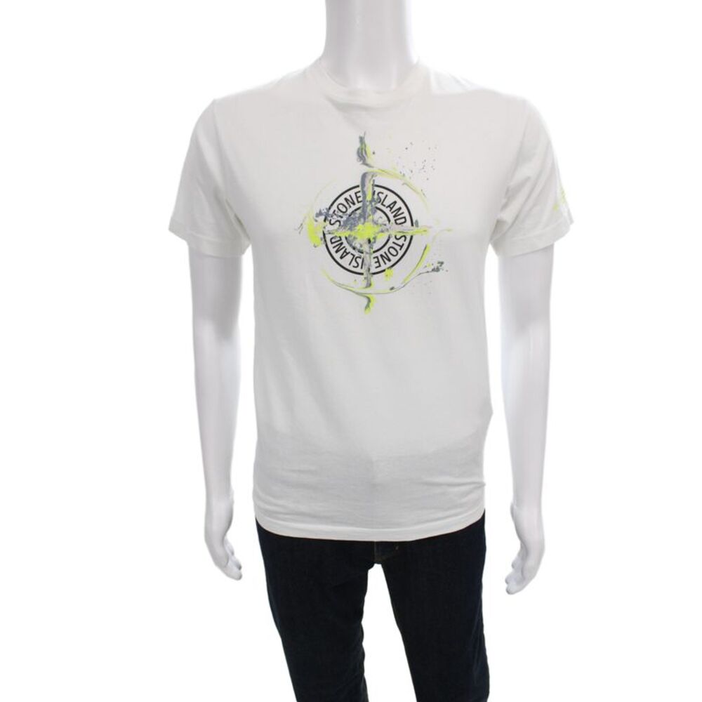 Stone Island Mens Graphic Logo Cotton Crew T-Shirt Size S